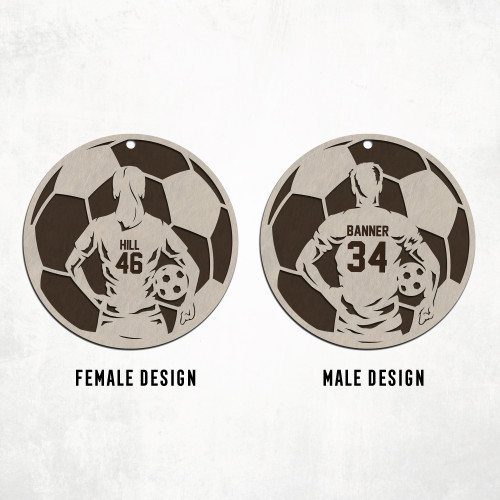 male female soccer player ornament