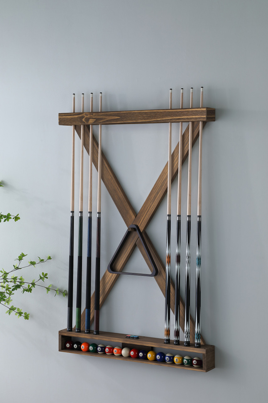 Playcraft Premium Hardwood Billiard X-Style Wall Rack | Sawyer
