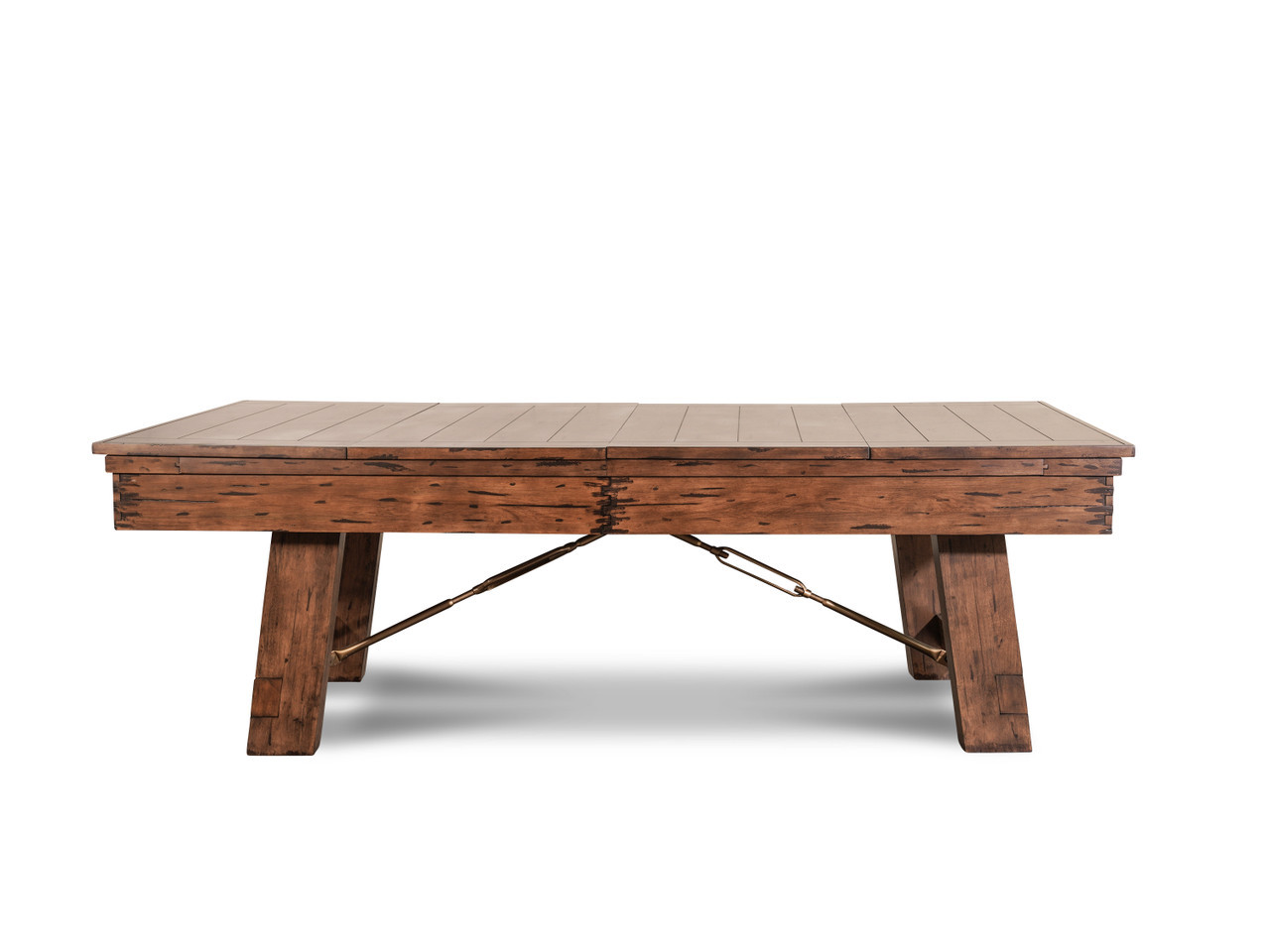 Isaac Slate Pool Table | Distressed Brown & Gold | Plank & Hide
