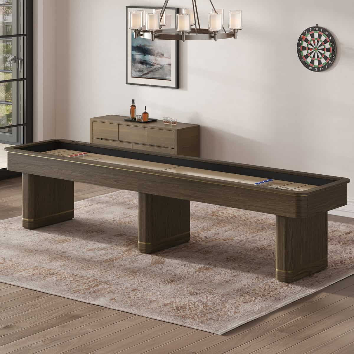 Deco Shuffleboard Table in Brushed Greige | Plank & Hide | Sawyer