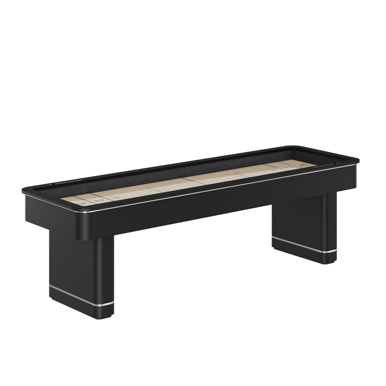 Deco 9' Shuffleboard Table – Black with Chrome Inlays | Plank