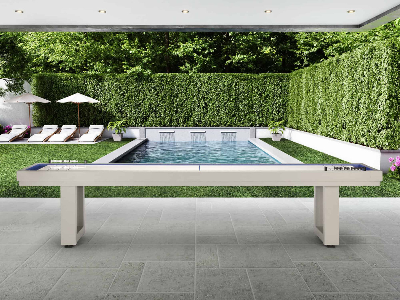 Lanai Outdoor Shuffleboard Table – Oyster Grey | 9' & 12' | Sawyer