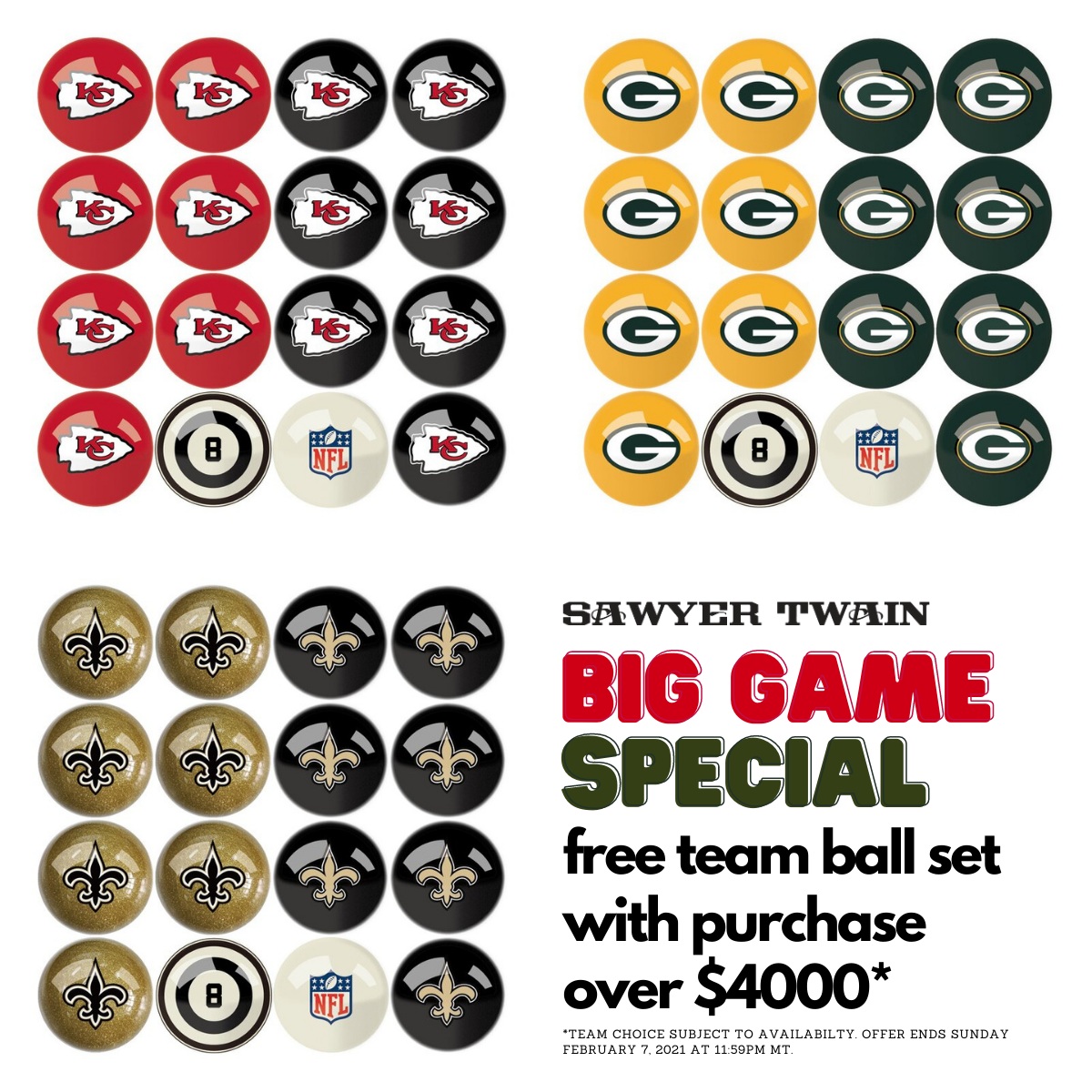 16 Piece Nfl Pool Balls Set Sawyer Twain
