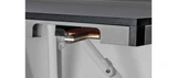 Brunswick Billiards Brunswick Smash 7.0 Indoor Table Tennis - Black Finish, close-up of the edge of the table showing the black finish and metal supporting structure.