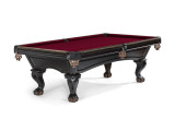Brunswick Billiards Brunswick Glenwood Slate Pool Table in Two Tone, with a dark wooden finish, red felt surface, and ornate legs.
