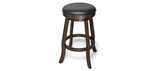 Brunswick Billiards Brunswick Backless Pub Stool – Solid Wood & Swivel Seat, dark wood finish with cushioned black leather seat.