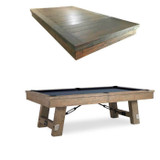 The Isaac Slate Pool Table with the 4-piece leaf dining top attached, seamlessly transforming from a competitive game table to a sophisticated dining experience. A perfect fit for modern living spaces where versatility and style are key.