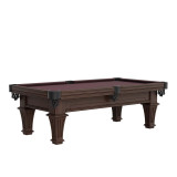 Plank & Hide Co Plank & Hide Talbot 8' Pool Table with Storage Drawer, vintage-style billiards table made of rich dark wood with a red felt surface and storage drawers underneath.