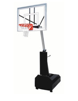 First Team Inc First Team FURY TURBO Portable Adjustable Basketball Hoop, portable basketball system with adjustable height and a standard backboard with red hoop and net.