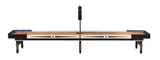 Playcraft Telluride Espresso Shuffleboard Table with Overhead Electronic Scoring, modern designed outdoor shuffleboard with sleek espresso finish and electronic scoring system.