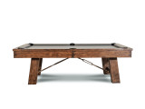 Plank & Hide Co Isaac Slate Pool Table by Plank & Hide, distressed brown and gold, vintage-style pool table with wooden legs and slate playing surface.