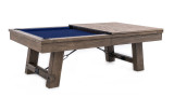 Plank & Hide Co Plank & Hide Isaac Slate Pool Table, wooden pool table with a foldable cover and sporty blue felt playing surface.