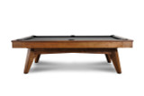 Doc & Holliday Scholar Slate Pool Table, a wooden pool table with a black felt surface and sturdy legs, designed for professional billiards gameplay in the USA.