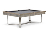 Brunswick Billiards Brunswick Bali Outdoor Slate Pool Table, outdoor pool table with a slate surface, patterned wooden edging, and modern metal legs.