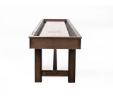 Doc & Holliday Hank Shuffleboard Table in American Chocolate, front view of the wooden shuffleboard with smooth playing surface and sturdy legs on a white background.