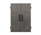 American Heritage Billiards American Heritage Alta Dartboard Cabinet in Charcoal, wood storage cabinet with double doors and black handles.