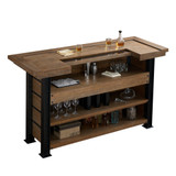 American Heritage Billiards Gateway Home Bar | Reclaimed, a rustic wooden bar with multiple shelves, storage for bottles and glassware, and a built-in countertop for drinks preparation.
