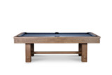 Doc & Holliday Hank Slate Pool Table, rustic silver brown oak wood with slate playing surface, sturdy wooden legs, perfect for game rooms.