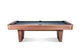 Doc & Holliday Preakness Pool Table in Gray Walnut, modern pool table with gray felt surface, wooden frame, and sturdy legs.
