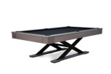 Doc & Holliday The Metalsmith Pool Table, a modern billiards table with a sleek wooden finish and sturdy black metal legs