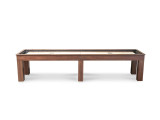 Doc & Holliday Paula Parsons 12' Shuffleboard Table in Grey Walnut, modern shuffleboard table with wooden finish, large rectangular play surface, sturdy legs, ideal for game rooms.