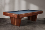 Doc & Holliday Preakness Slate Pool Table in Walnut & Maple, showcasing a stylish wooden pool table with a slate playing surface, sleek wooden legs, and a modern design.