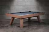 Doc & Holliday George Pool Table & Shuffleboard Combo in Gray Walnut, showing the sleek multi-purpose game table with a gray surface and wooden frame in a modern room setting.