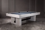 American Heritage Billiards Vancouver 8' Slate Pool Table in White Wash Finish, featuring a sleek and modern design with a durable slate surface, set in an elegant room with dark walls.
