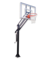 First Team Inc First Team ATTACK Adjustable Basketball Hoop, a regulation height basketball hoop with a sturdy adjustable metal pole and clear backboard with a hoop and net for basketball games.