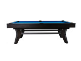 Doc & Holliday Carmel Slate Pool Table – Matte Charcoal, modern pool table with blue felt surface, sturdy wooden legs, and made in USA.