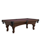 The Maddie Slate Pool Table by Nixon Billiards is shown from the front on a clean white background, highlighting its elegant cabriole-style legs and traditional frame. This angle captures the full structure and scale of the table, perfect for online shoppers comparing overall size and style.