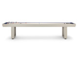 American Heritage Billiards Lanai Outdoor Shuffleboard Table – Oyster Grey, 9 or 12 feet, modern outdoor shuffleboard table with sleek oyster grey finish, ideal for outdoor recreational spaces.