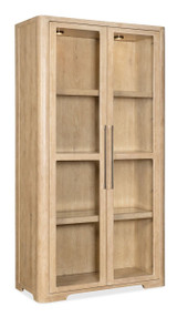 Hooker Furniture Retreat Display Cabinet, wooden display cabinet with glass doors and shelves, modern furniture piece for living room or dining area.
