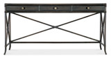 Hooker Furniture Retreat Pole Rattan Black Sand Console, a stylish black rattan console table with a sleek design, featuring a spacious tabletop and simple drawer storage.
