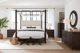 Hooker Furniture Retreat Pole Rattan Dark Wood Chest, image of a dark wood chest in a well-decorated bedroom.