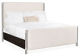 Hooker Furniture Retreat King Dark Wood Upholstered Panel Bed, modern dark wood and upholstered bed with panel headboard and frame