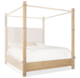 Hooker Furniture Retreat Pole Rattan Cal King Light Wood Upholstered Poster Bed w/Canopy