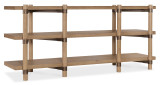 Hooker Furniture Vineyard Row Console, wooden multi-tiered entryway or accent table with a natural finish and metal accents.