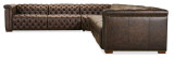 Hooker Furniture Savion Deux 6 Seat West Saddlewood Sectional with Three Power Recliners and Seven Power Headrests