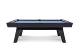 Doc & Holliday George Slate Pool Table in Black Ash, modern black ash finished pool table with blue playing surface and sleek design.