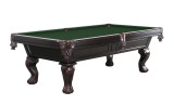 C.L. Bailey Norwich Slate Pool Table, traditional billiards table with dark wood finish, green felt surface, ornate wooden legs, and corner pockets with leather nets.