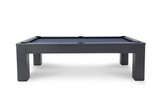 ide profile of the Peter Parsons Custom Slate Pool Table in Matte Smoke with clean rails, substantial Parsons-style legs, and a tailored modern frame.