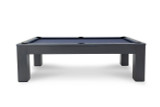Doc & Holliday Peter Parsons Slate Pool Table in Matte Smoke, modern pool table with slate surface, black frame, and built-in cup holders.