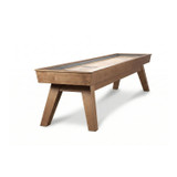 George 12' shuffleboard table in Glazed Maple with angled legs and maple playing surface