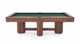 C.L. Bailey Orbis Slate Pool Table, wooden pool table with green felt playing surface and sturdy cylindrical legs.