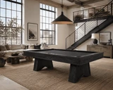 Ann Arbor 8' Pool Table in Black Ash styled as a statement furniture piece in a refined contemporary living and entertaining space