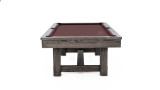 Plank & Hide Co Hamilton Slate Weathered Grey Pool Table, a stylish indoor game table with a weathered grey wooden finish and a sleek slate surface.