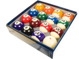 Aramith Super Aramith Pro Billiard Ball Set, a complete set of colorful billiard balls arranged in a box with foam lining.