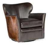 Hooker Furniture Kato Leather Swivel Chair w/ Dark HOH