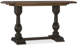 Hooker Furniture Balcones 60in Friendship Table w/2-12in Leaves, antique wooden dining table with thick, turned pedestal legs and expandable leaves for added seating.